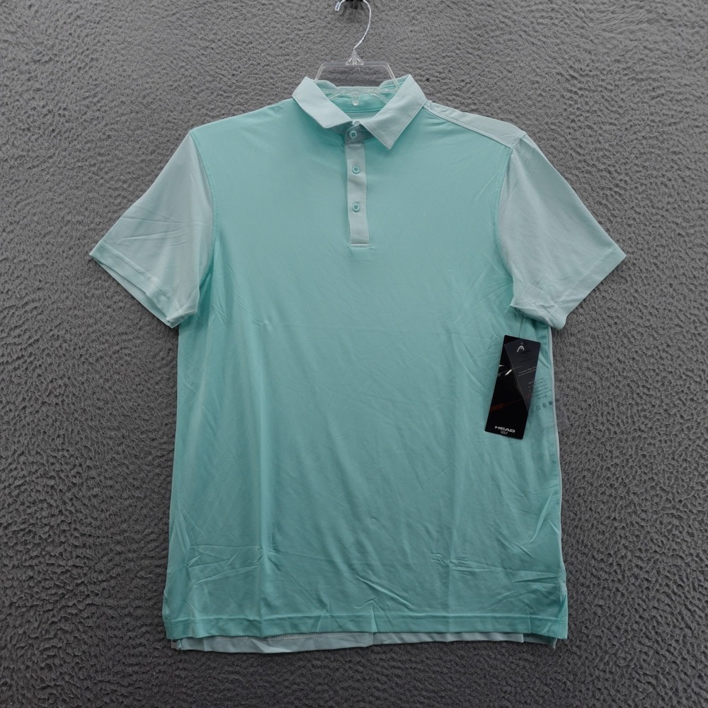 HEAD Golf Short Sleeve Polo Shirt Small Turquoise Ocean Blue Stretch Men NWT‎